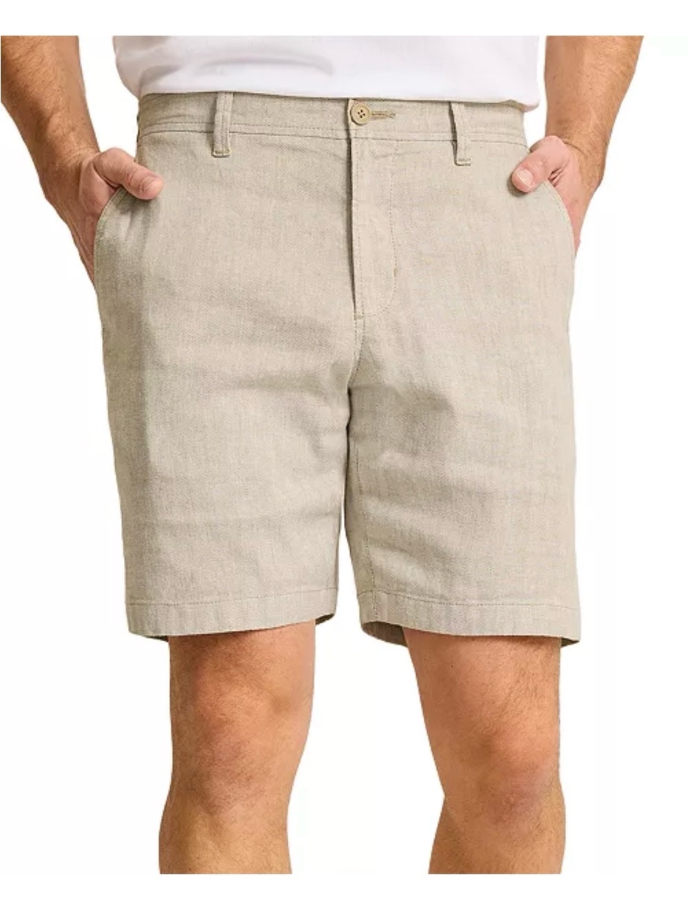 Tommy Bahama Men Beach Coast Stretch-Linen 9 Inch Shorts Beige Size 35 NEW